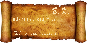 Bálint Klára névjegykártya
